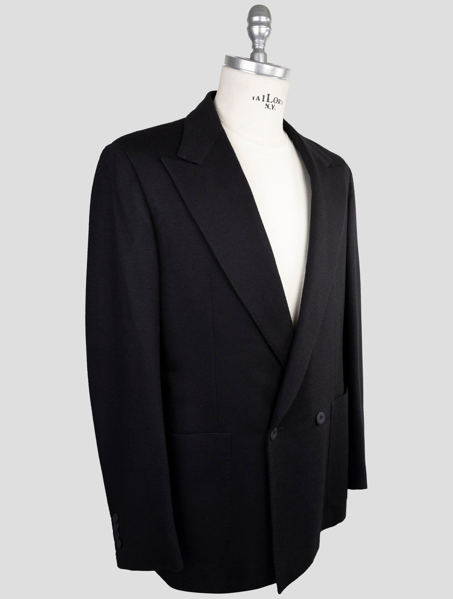 Kiton Knt Black Virgin Wool Blazer