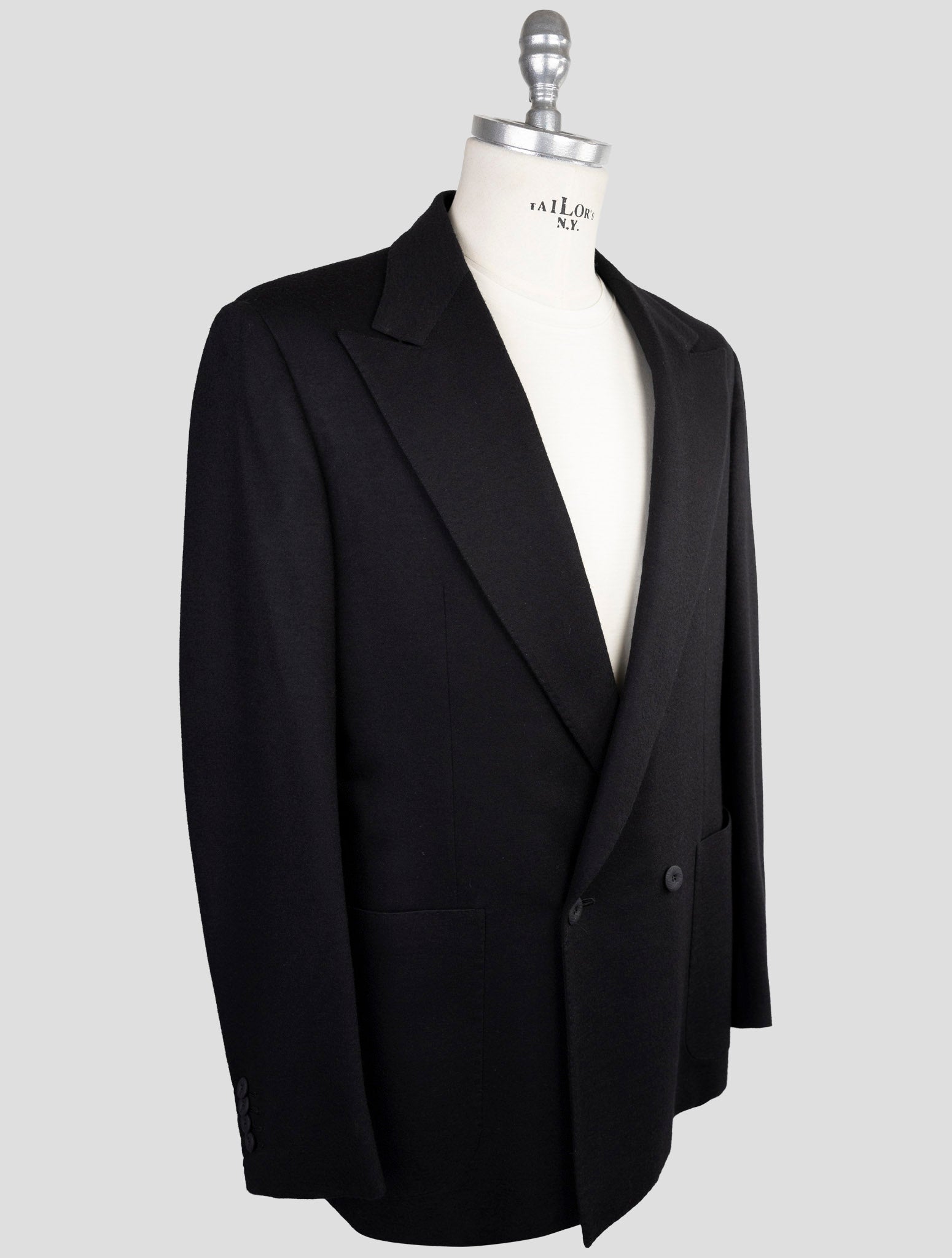 Kiton Knt Black Virgin Wool Blazer