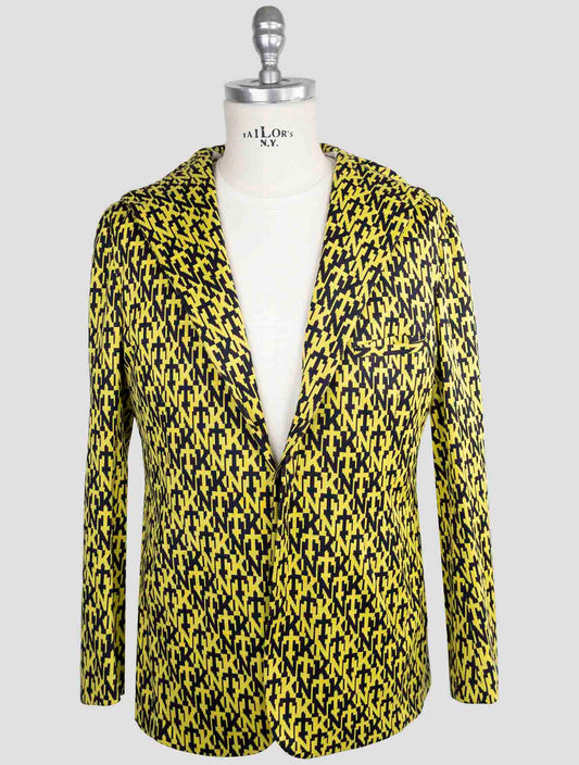 Kiton Knt Yellow Black Cotton Cashmere Pa Blazer