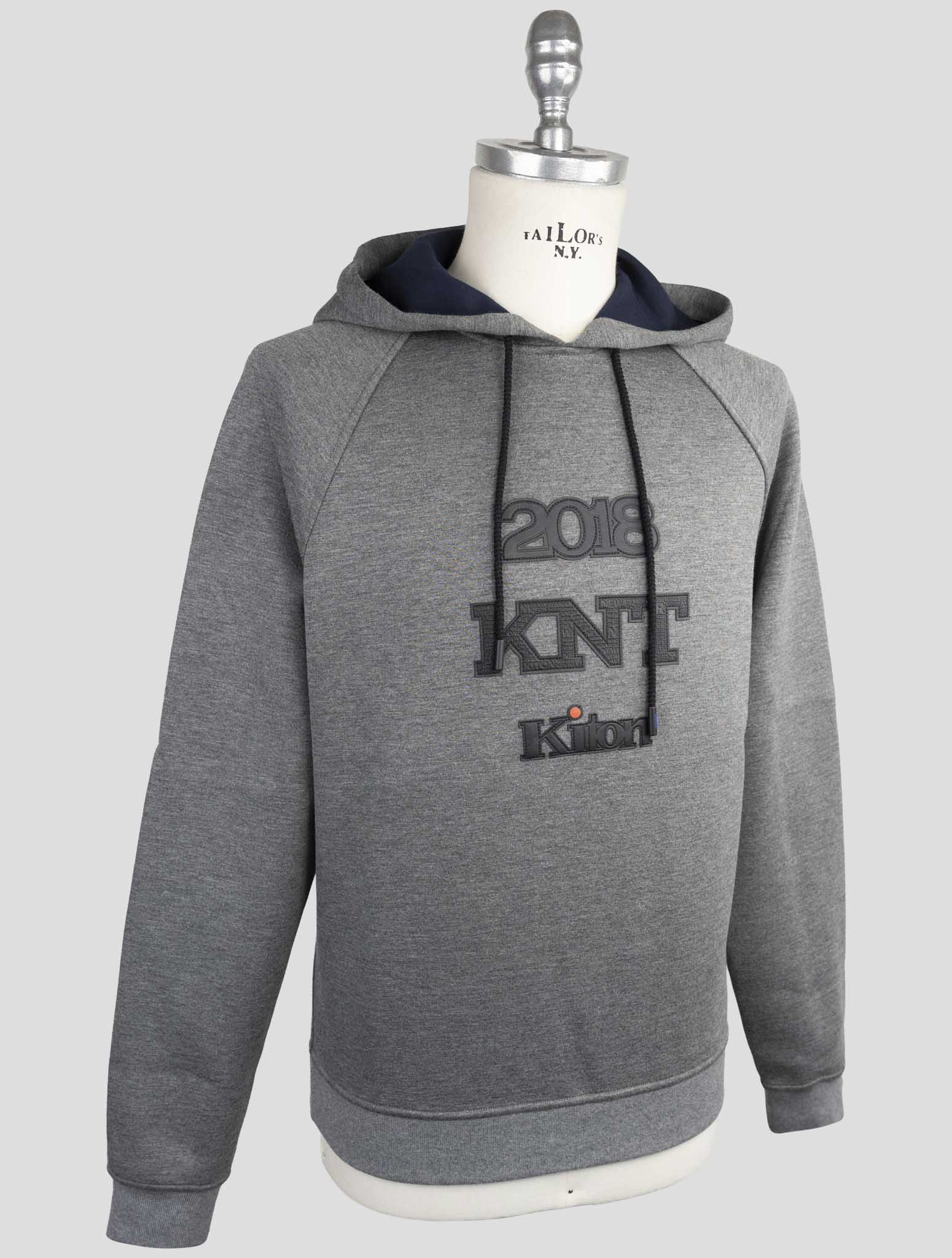 Kiton Knt Gray Viscose Ea Sweater Hoodie