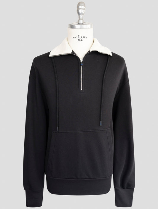 Kiton Knt Black Cotton Sweater Halp Zip