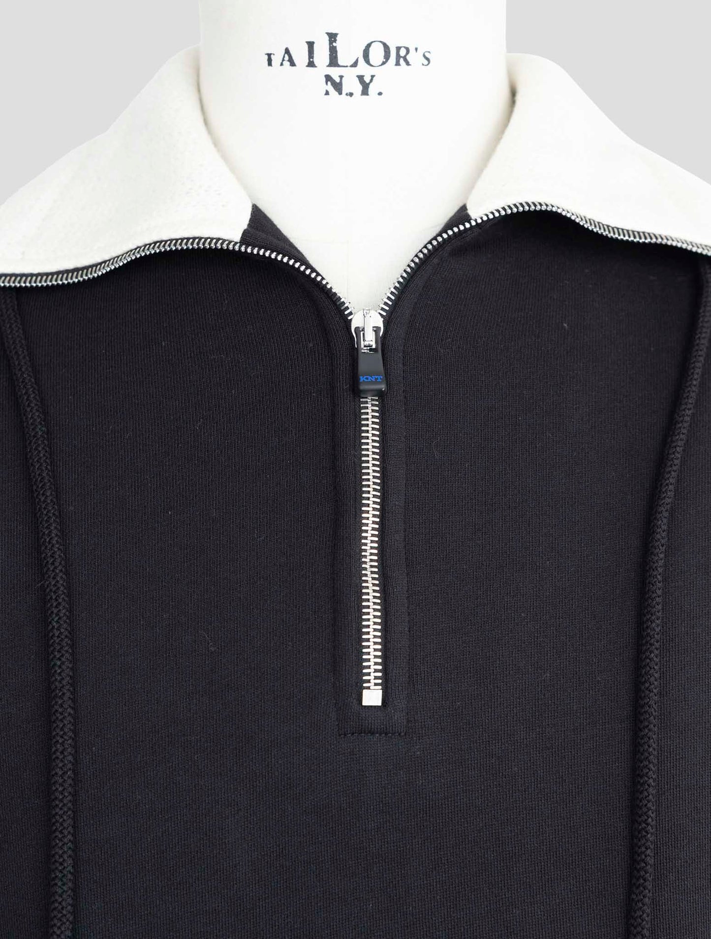 Kiton Knt Black Cotton Sweater Halp Zip