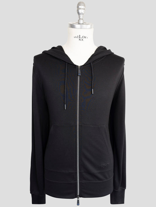 Kiton Knt Black Viscose Ea Sweater Full Zip