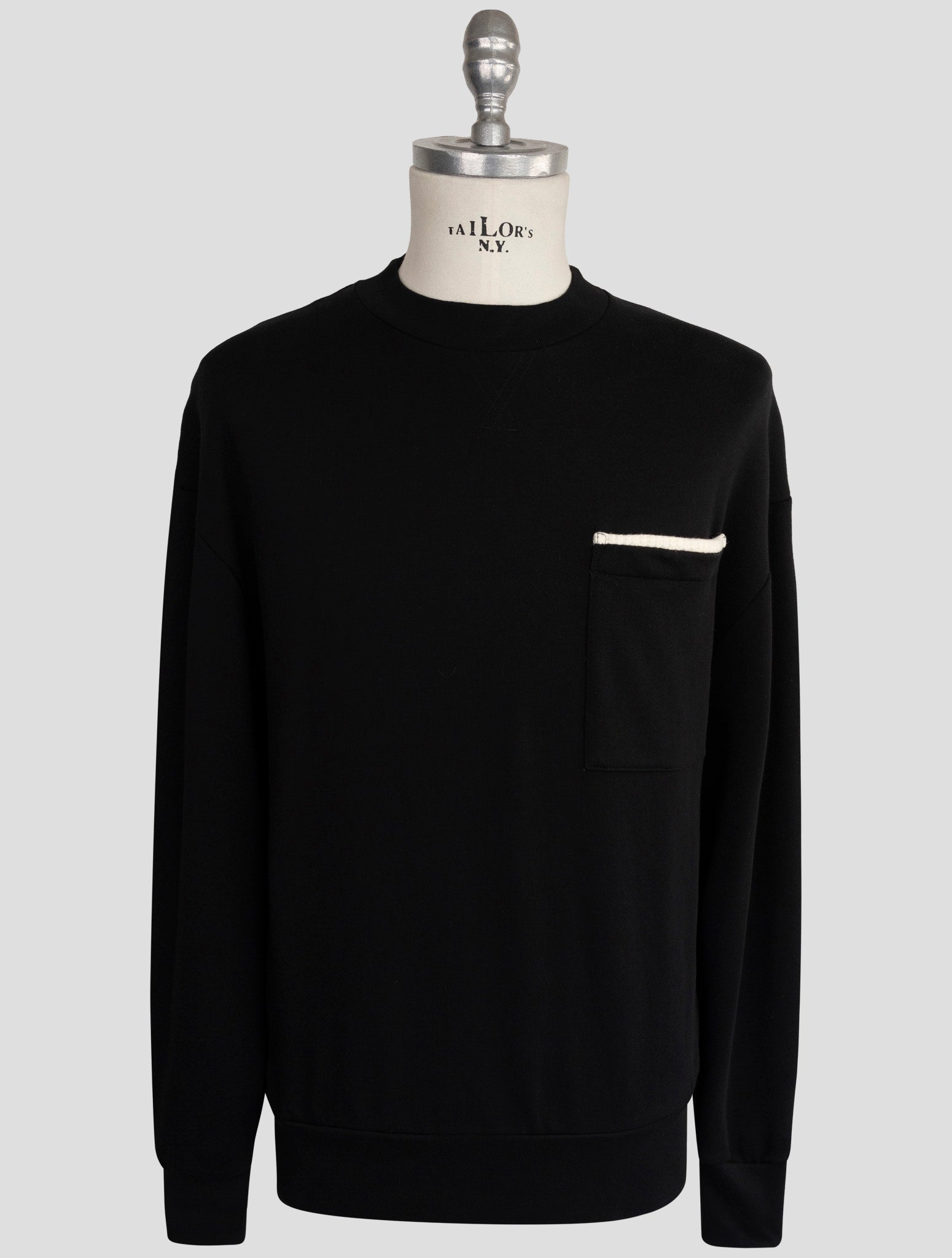 Kiton Knt Black Cotton Sweater Crewneck