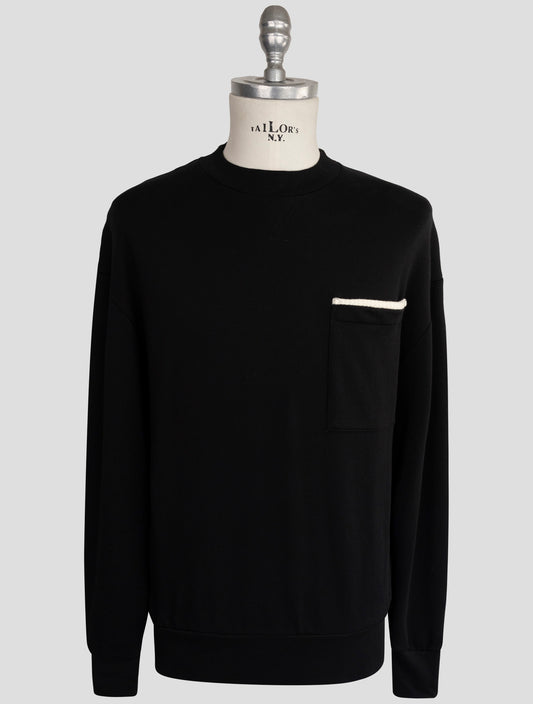 Kiton Knt Black Cotton Sweater Crewneck