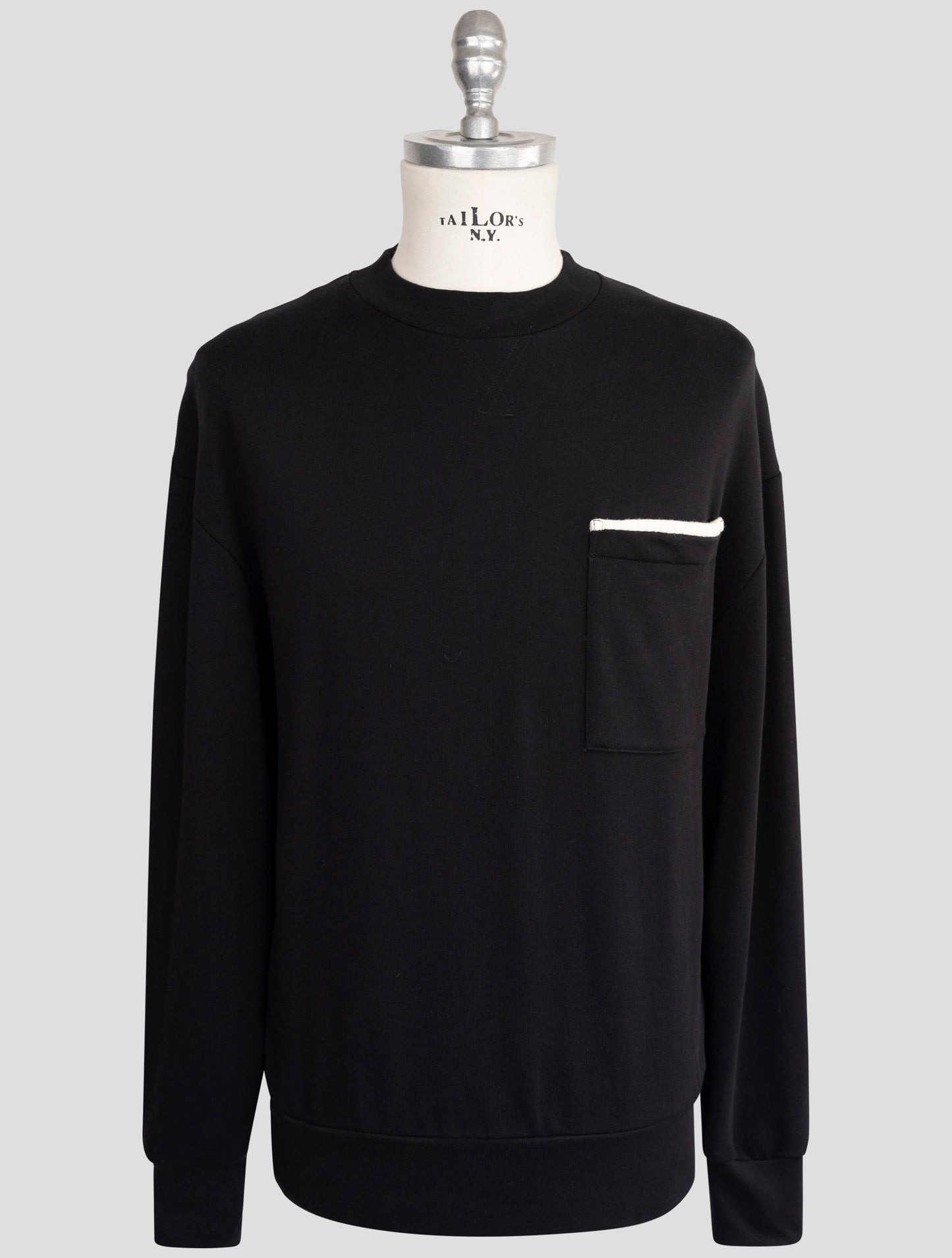 Kiton Knt Black Cotton Sweater Crewneck