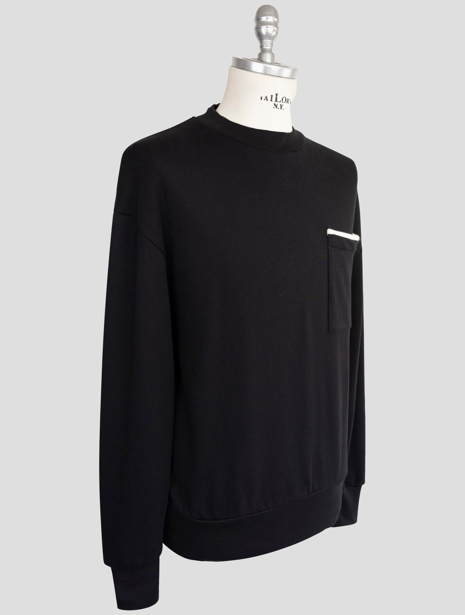 Kiton Knt Black Cotton Sweater Crewneck