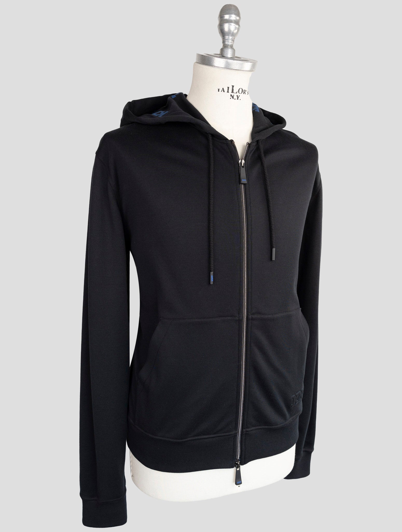 Kiton Knt Black Cotton Sweater Full Zip