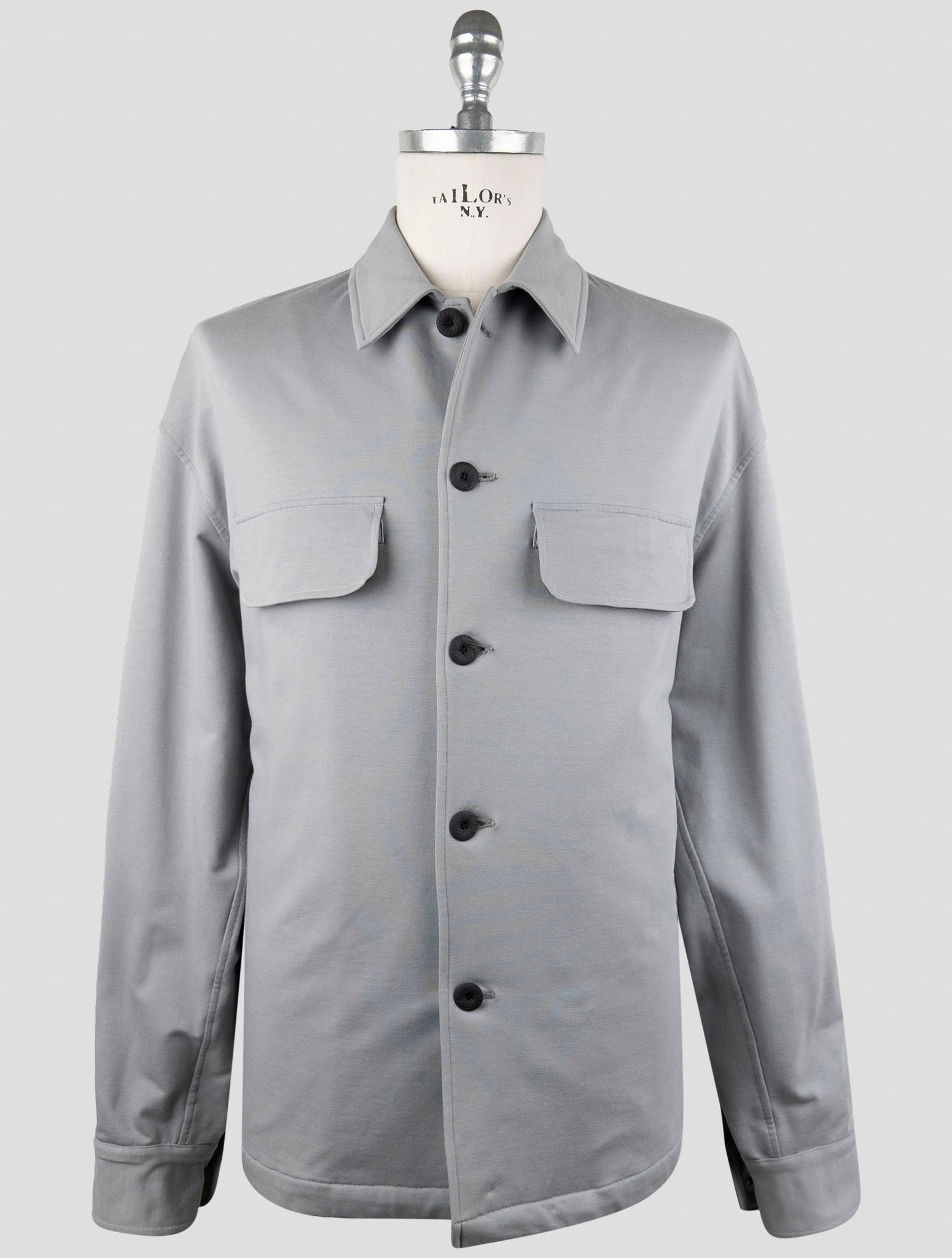 Kiton Knt Gray Cotton Ea Coat