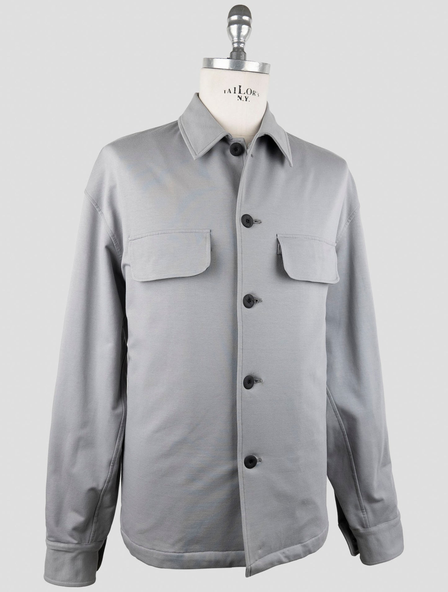 Kiton Knt Gray Cotton Ea Coat