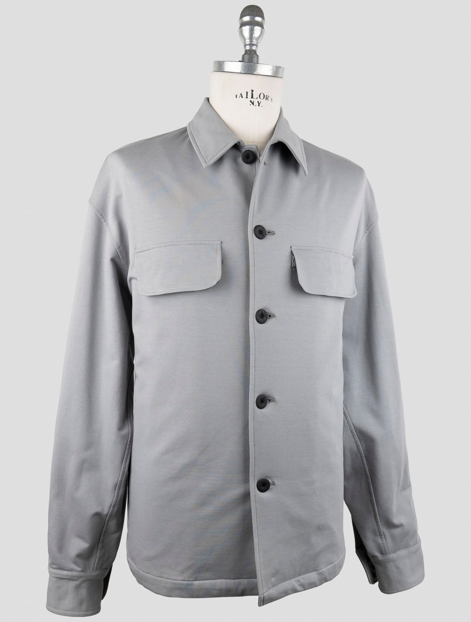 Kiton Knt Gray Cotton Ea Coat