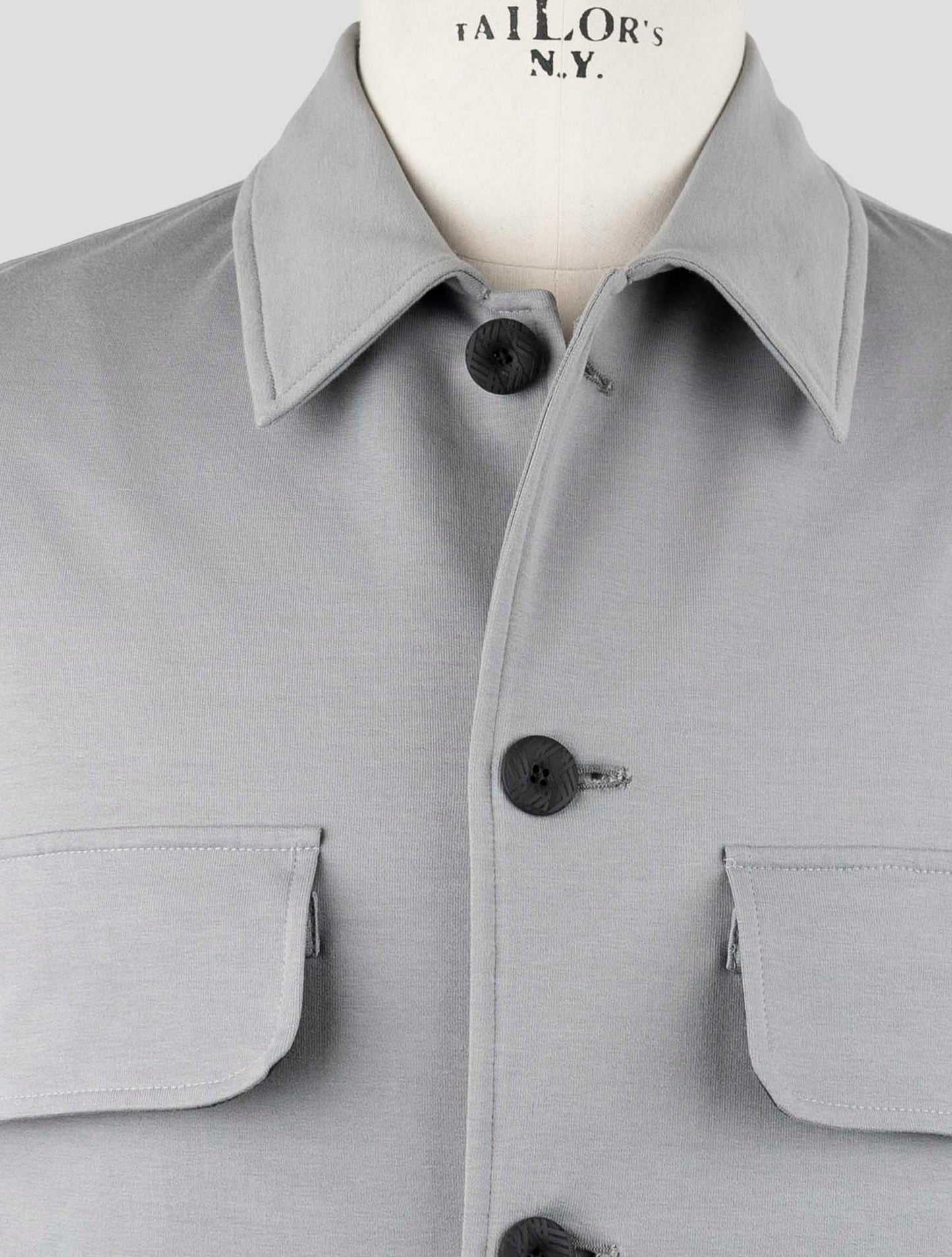 Kiton Knt Gray Cotton Ea Coat