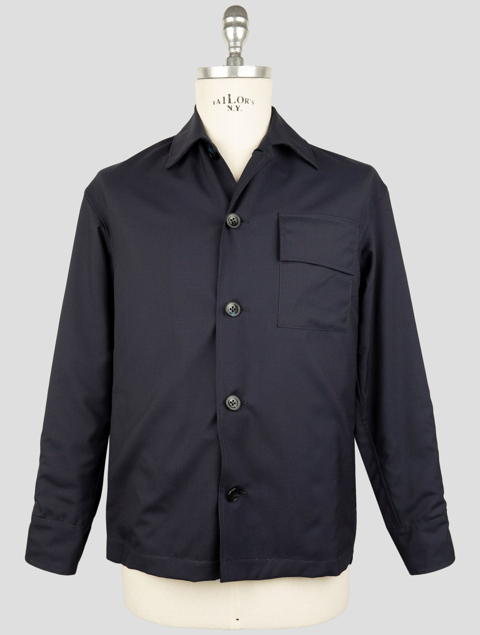 Kiton Knt Blue Wool Coat