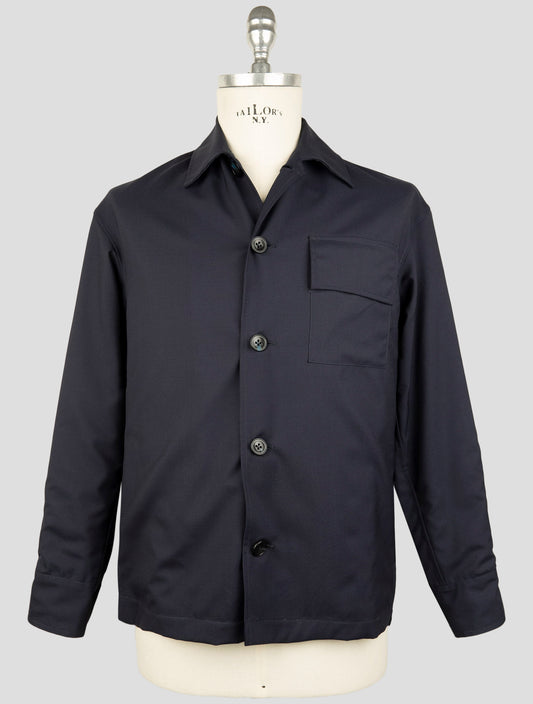 Kiton Knt Blue Wool Coat