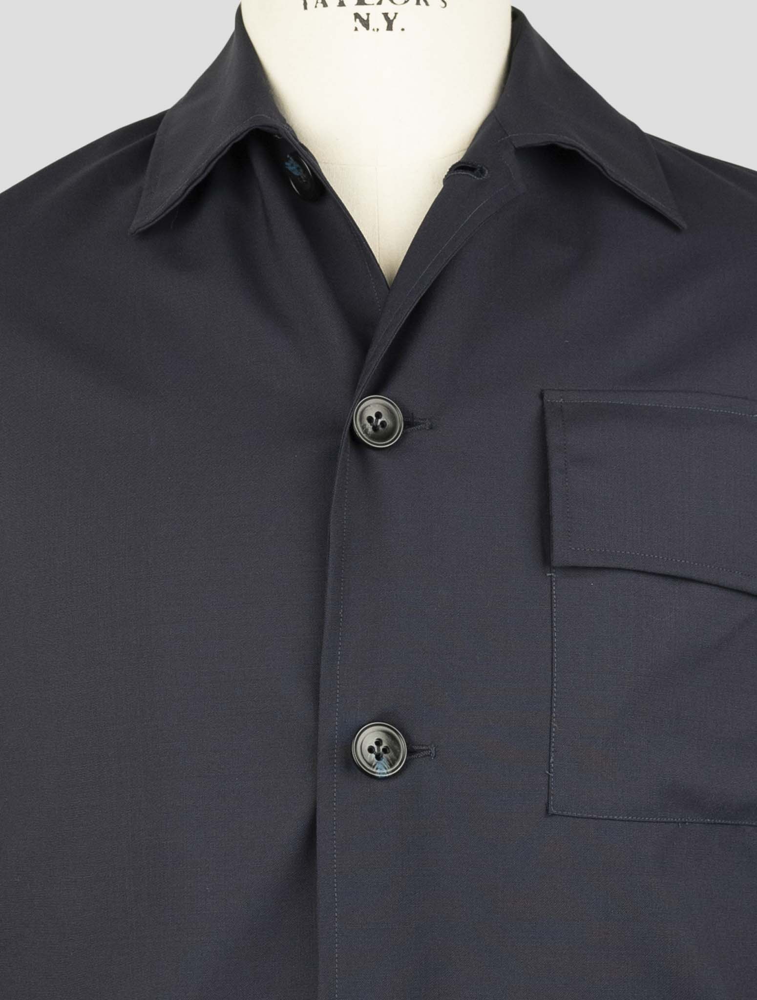 Kiton Knt Blue Wool Coat