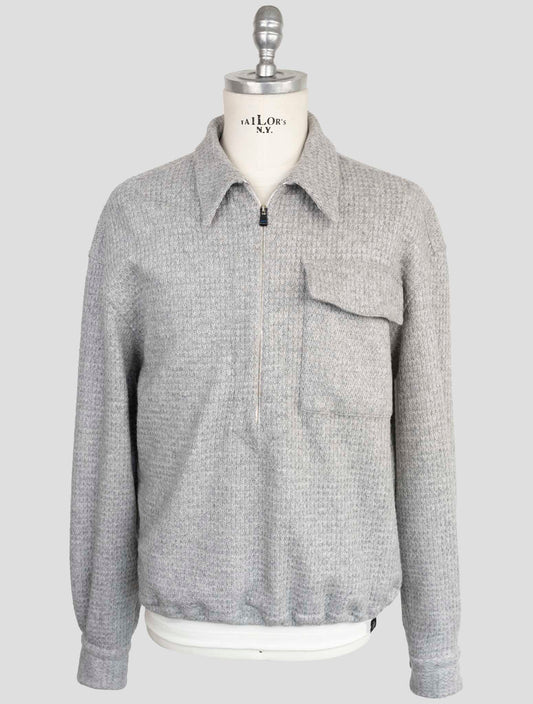 Kiton Knt Gray Wool Pa Sweater Half Zip