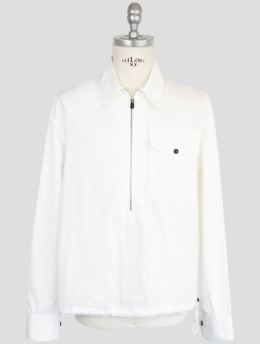kiton Knt White Cotton Coat