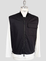 Kiton Knt Black Cotton Coat Gilet