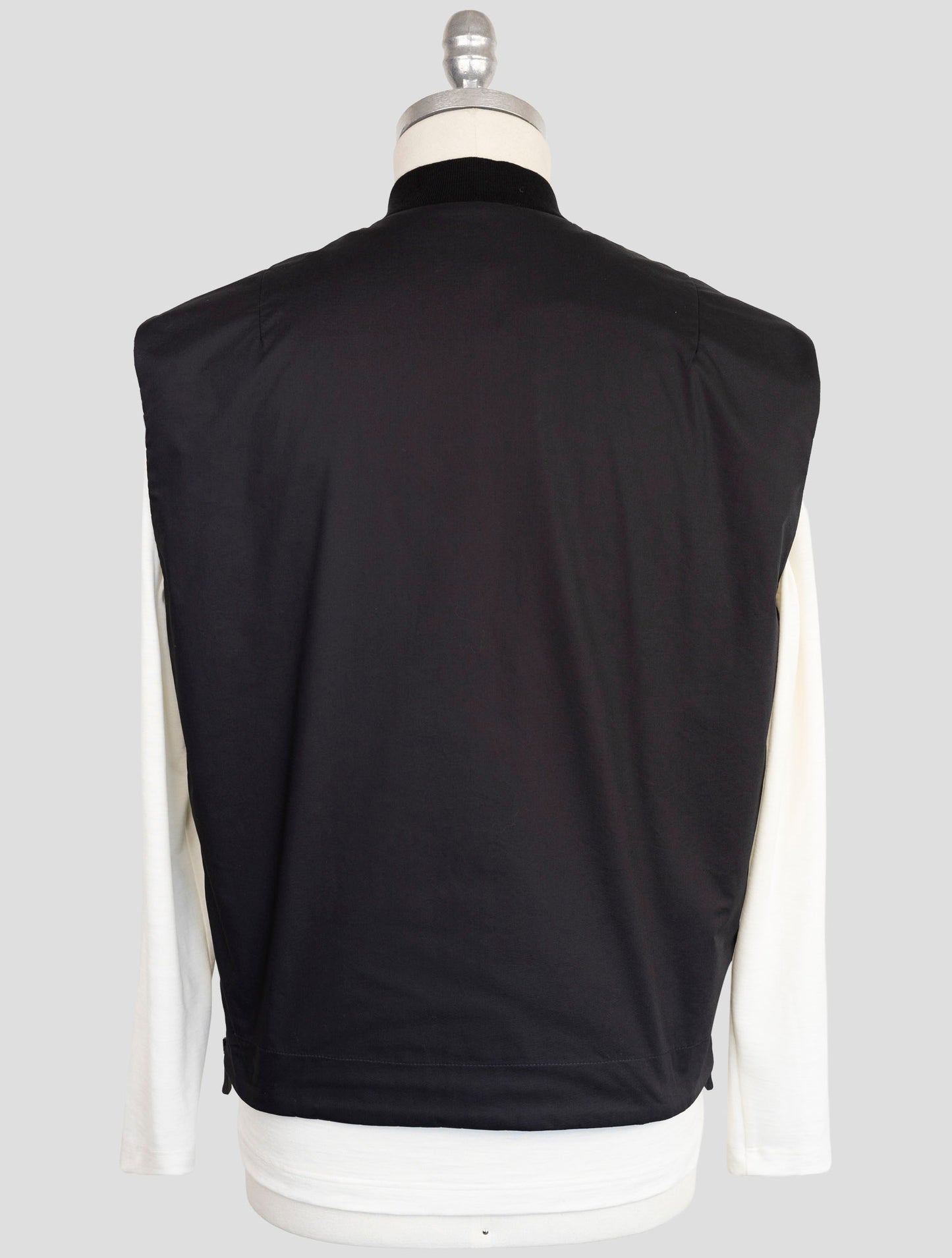 Kiton Knt Black Cotton Coat Gilet