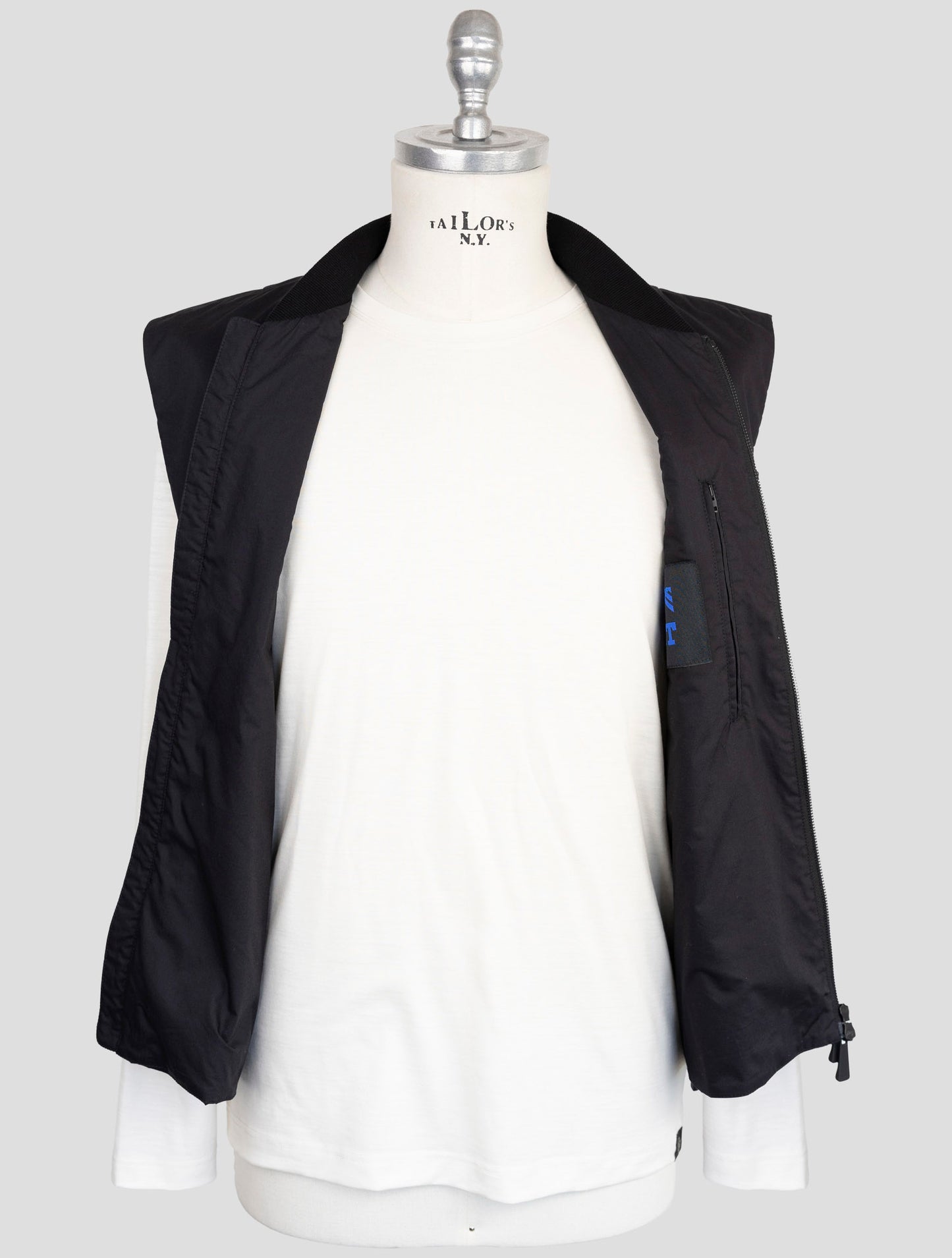 Kiton Knt Black Cotton Coat Gilet