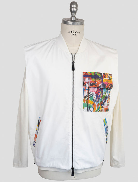 Kiton Knt White Cotton Coat Gilet