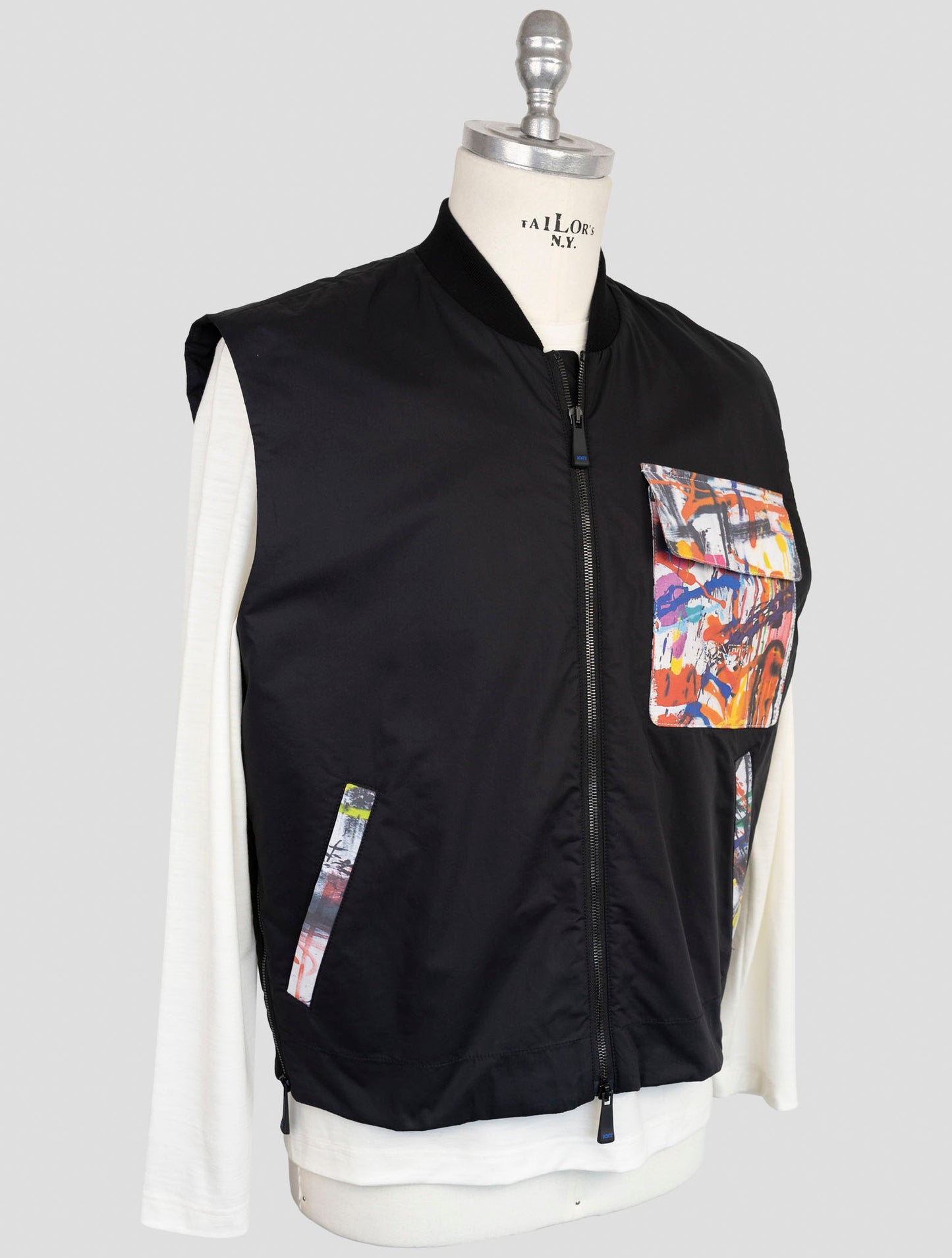 Kiton Knt Black Cotton Coat Gilet