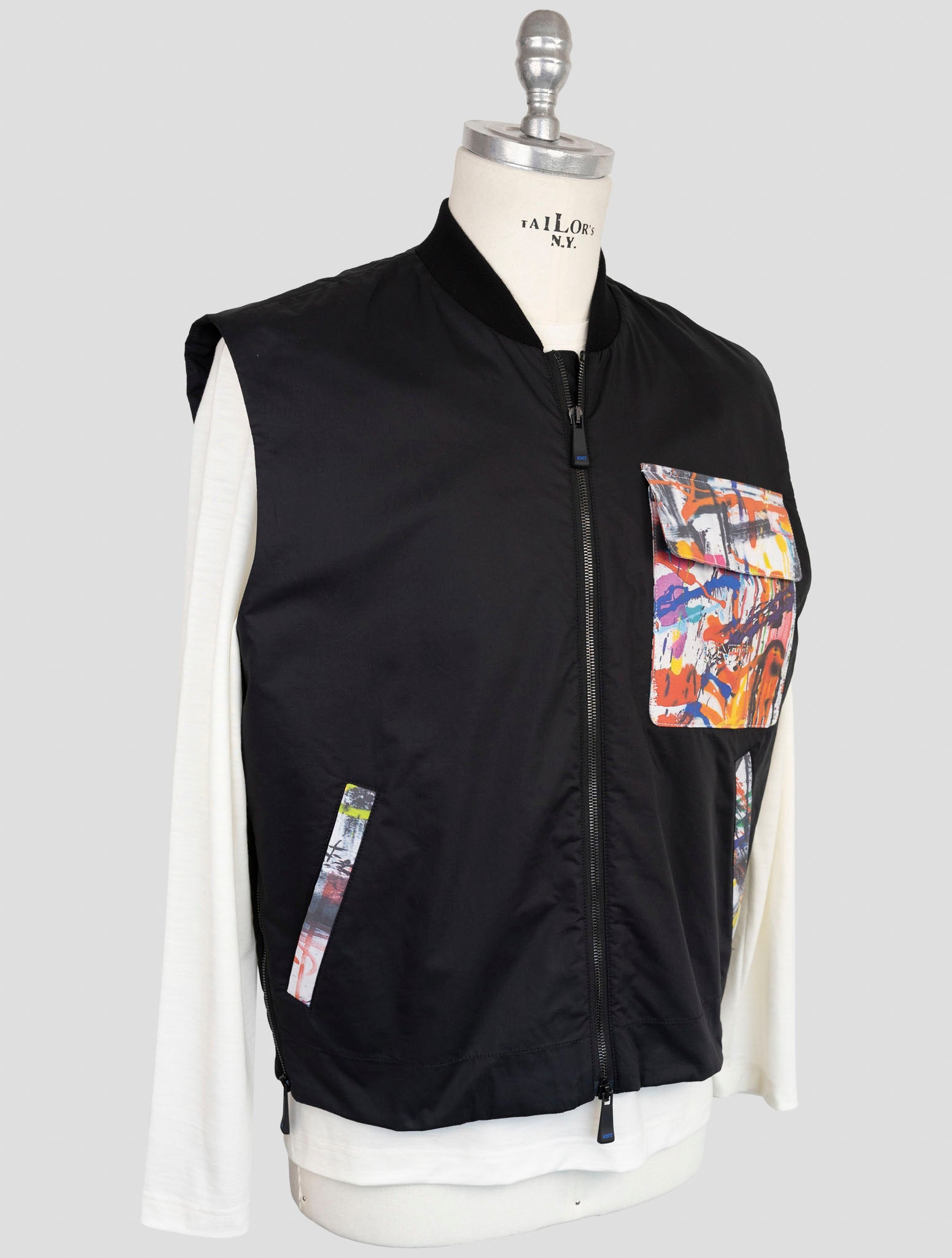 Kiton Knt Black Cotton Coat Gilet