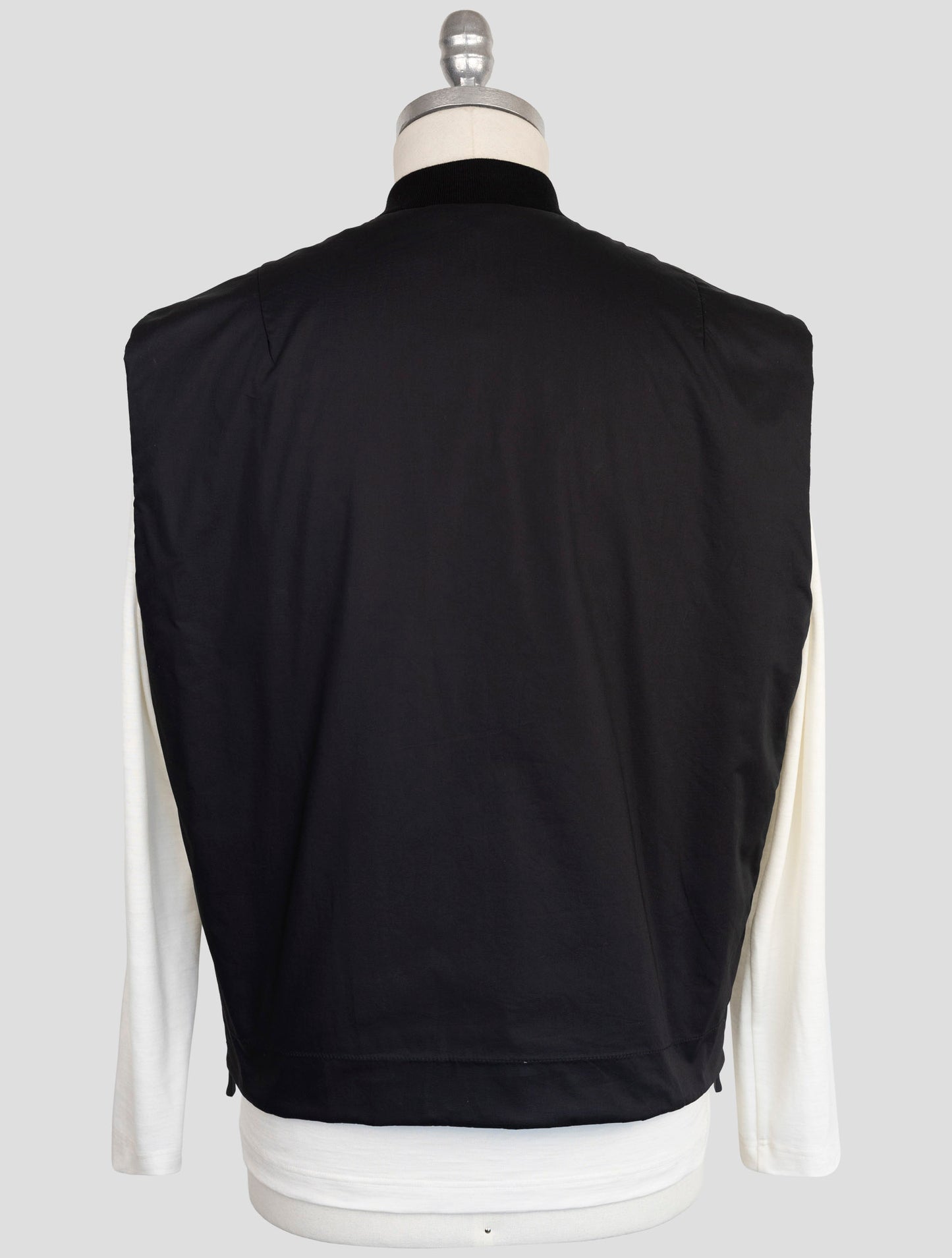 Kiton Knt Black Cotton Coat Gilet
