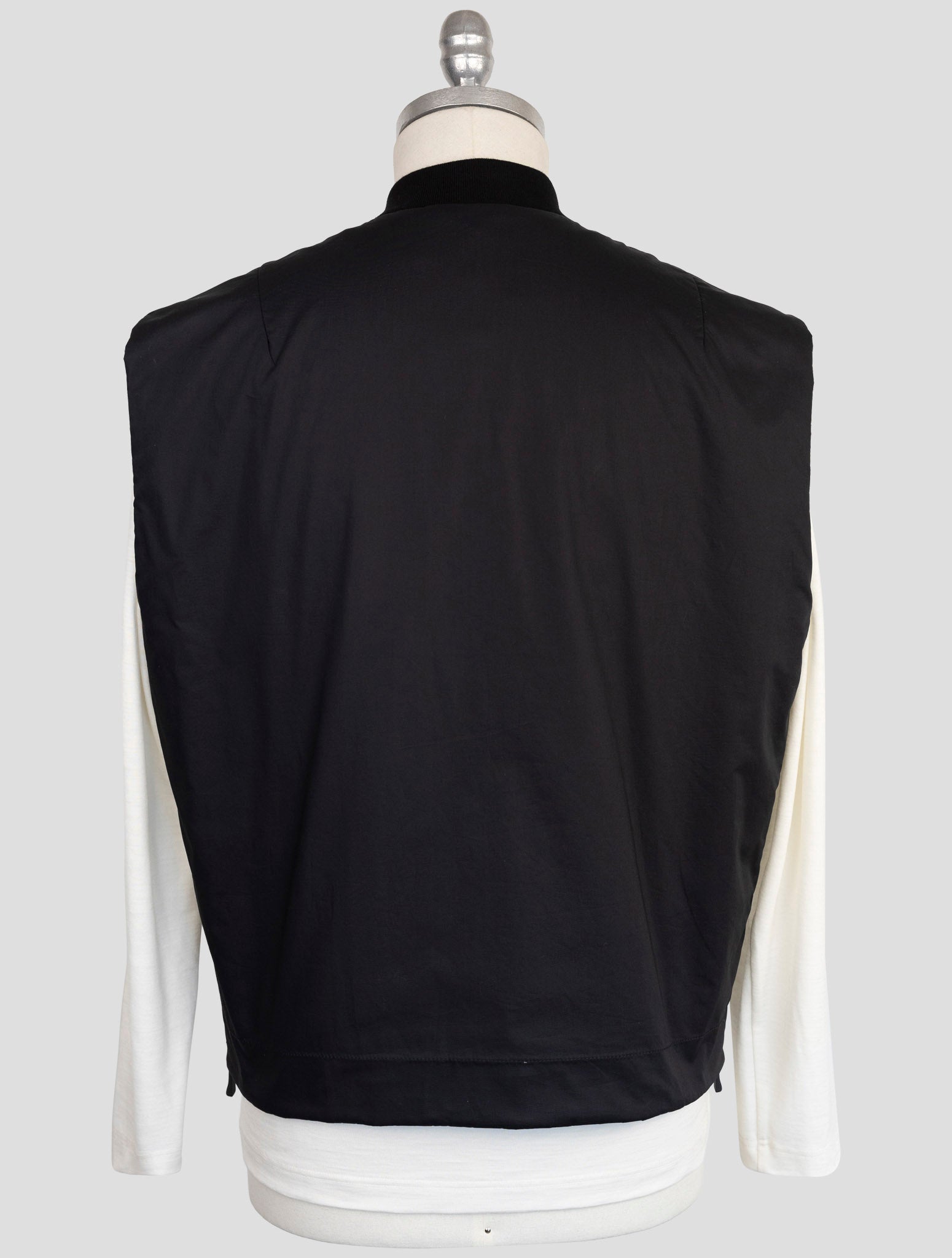 Kiton Knt Black Cotton Coat Gilet