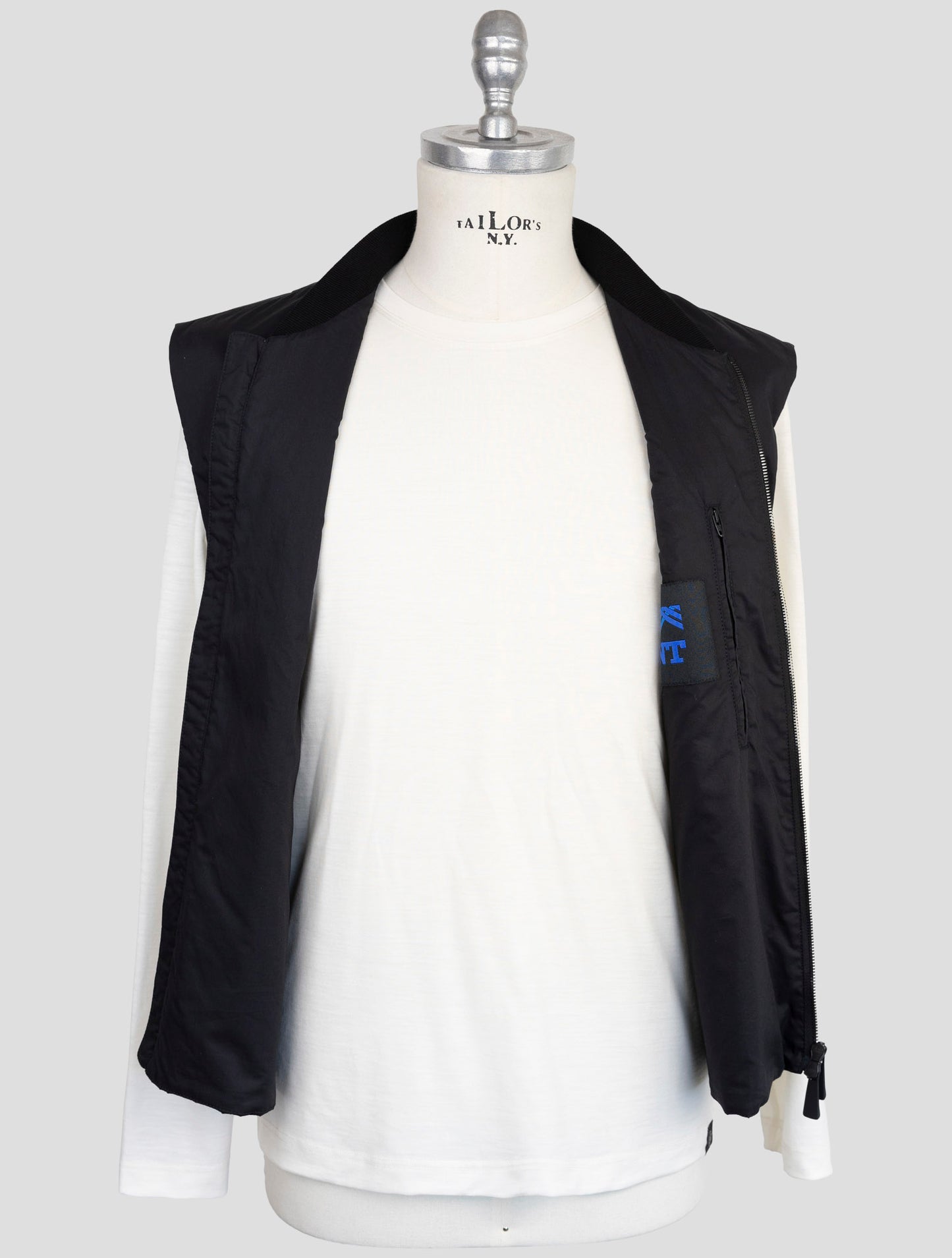 Kiton Knt Black Cotton Coat Gilet