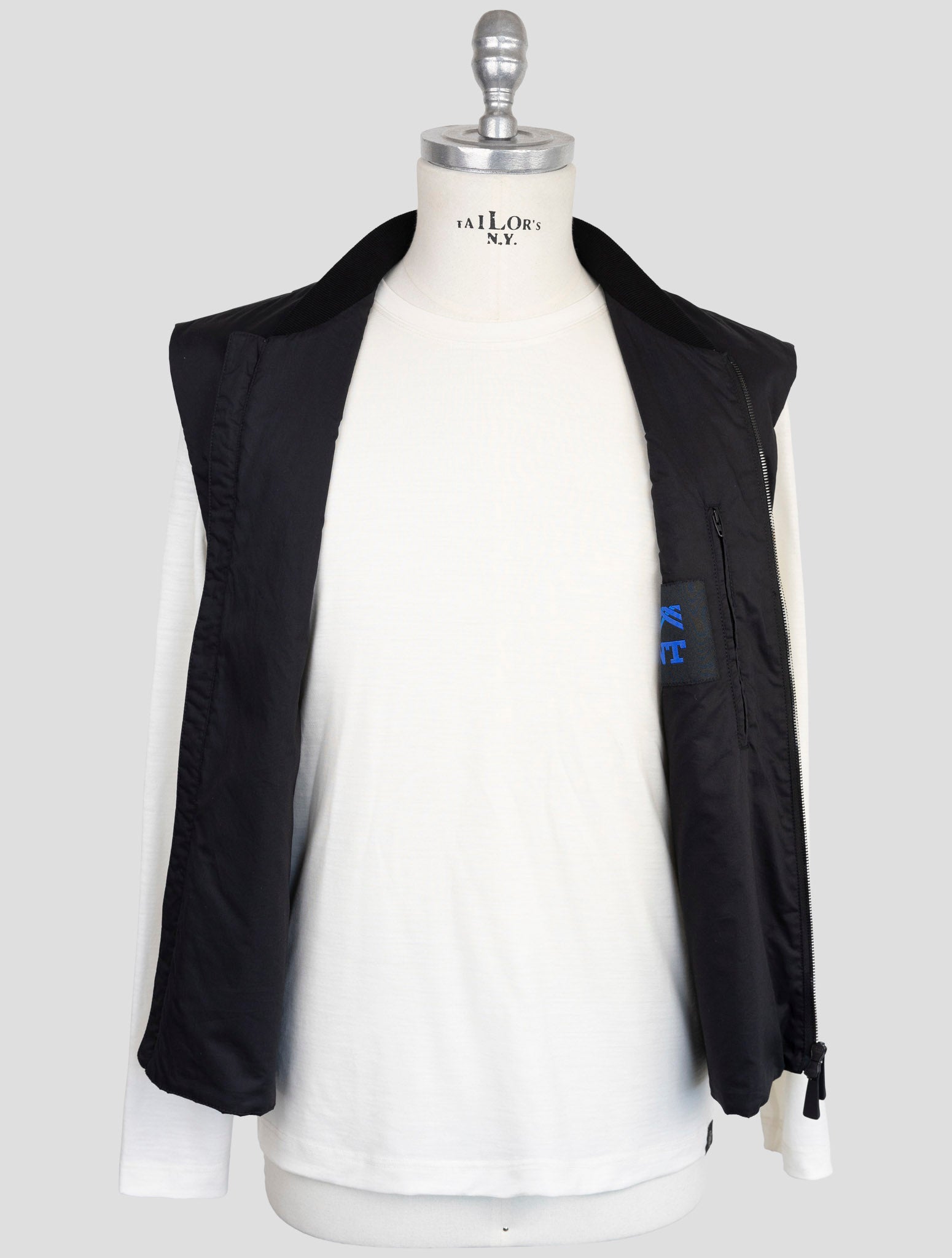 Kiton Knt Black Cotton Coat Gilet