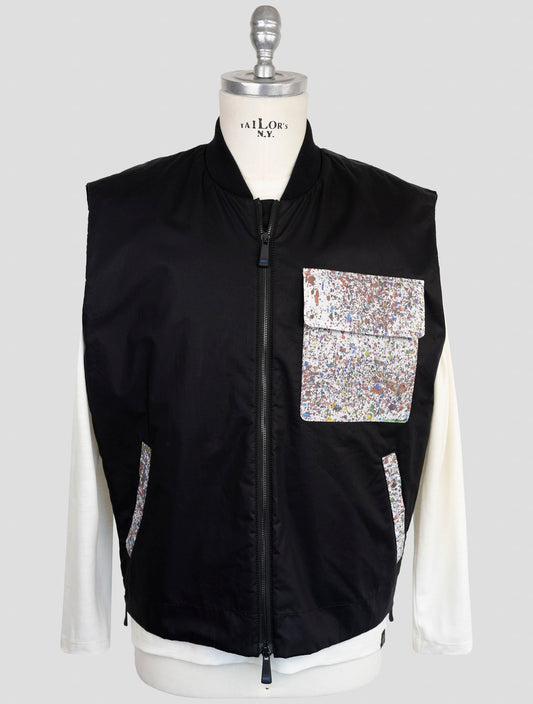 Kiton Knt Black Cotton Coat Gilet