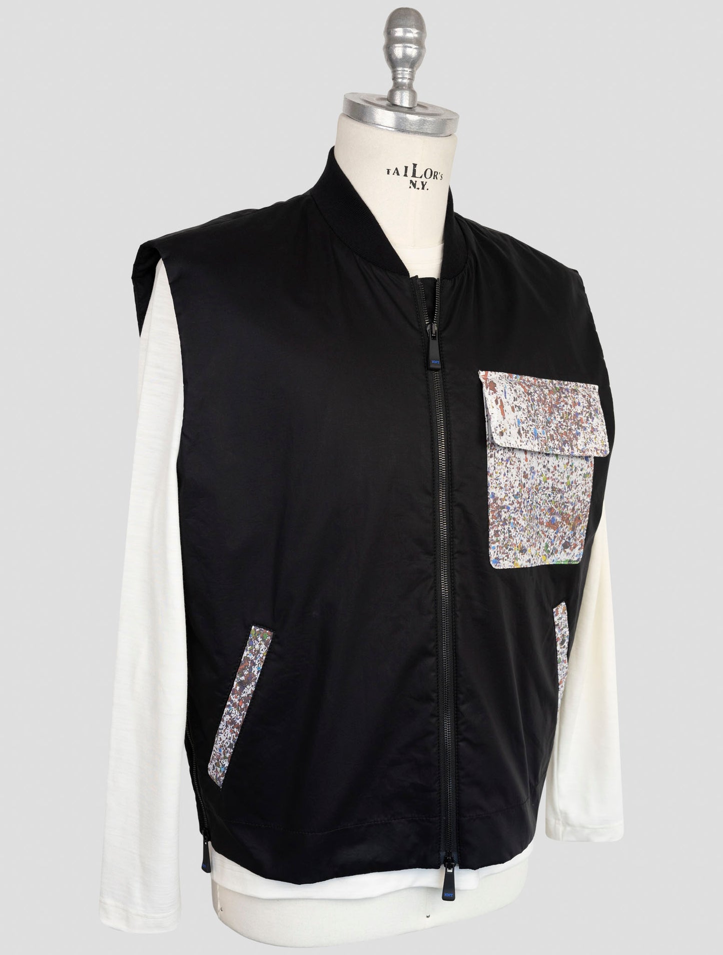 Kiton Knt Black Cotton Coat Gilet