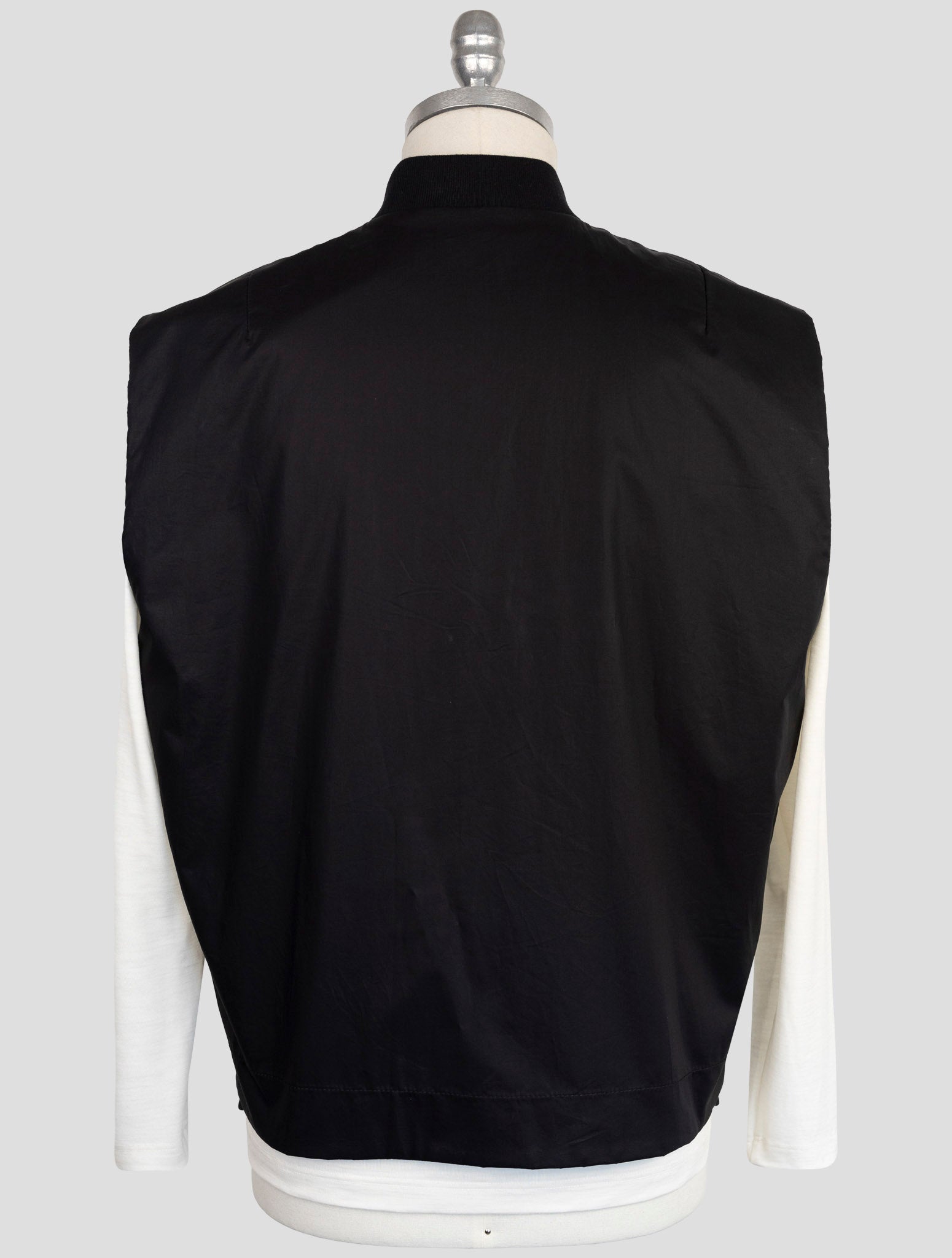 Kiton Knt Black Cotton Coat Gilet