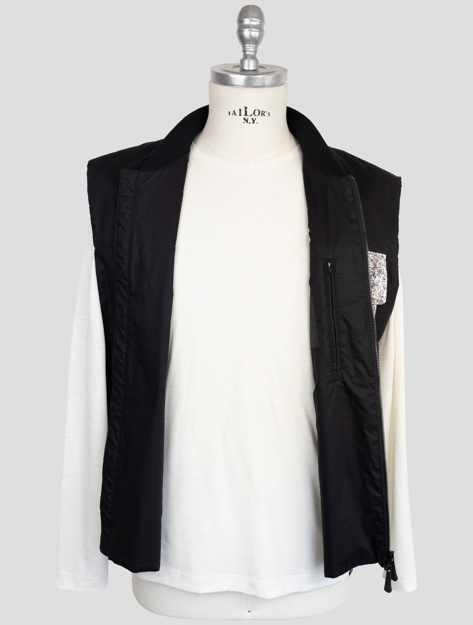 Kiton Knt Black Cotton Coat Gilet