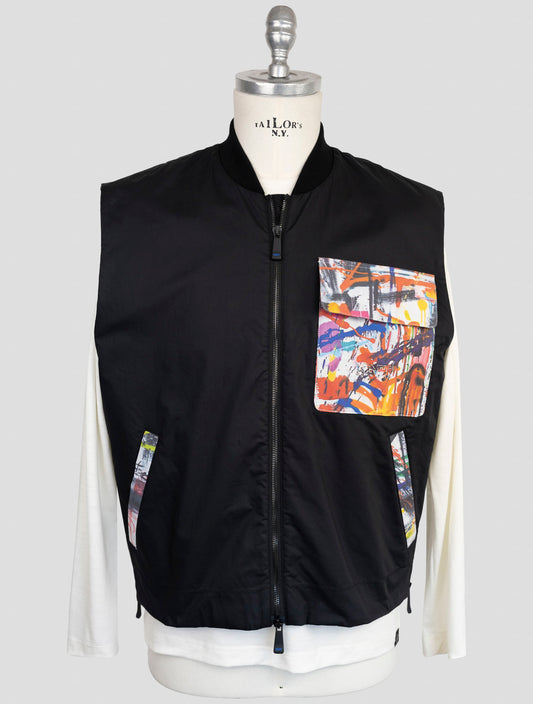 Kiton Knt Black Cotton Coat Gilet