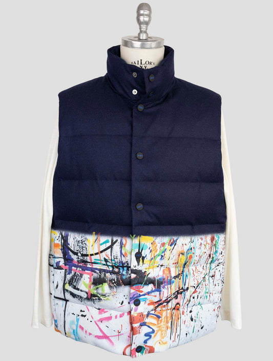 Kiton Knt Blue Virgin Wool Cashmere Coat Gilet