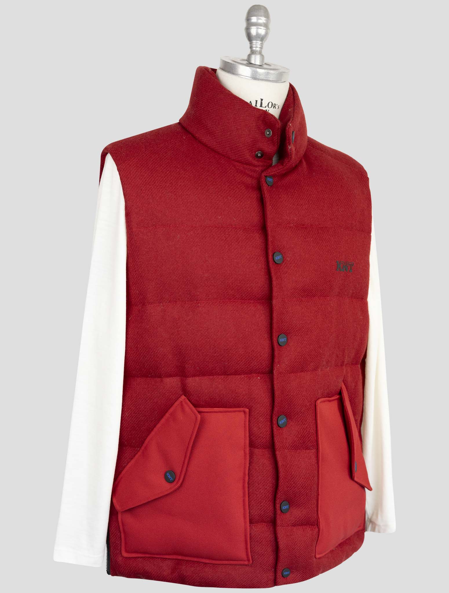 Kiton Knt Blue Virgin Wool Coat Gilet