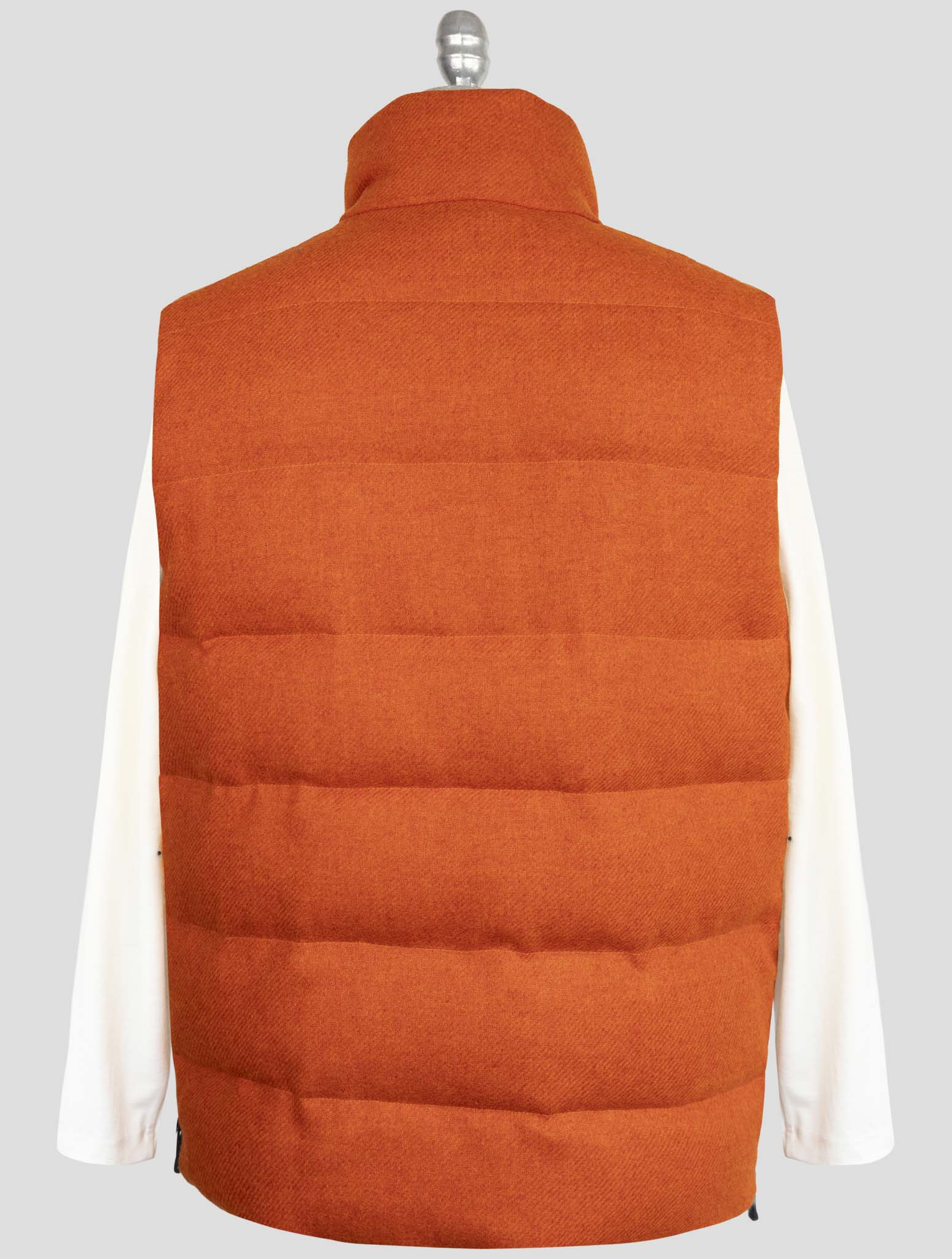 Kiton Knt Orange Virgin Wool Coat Gilet