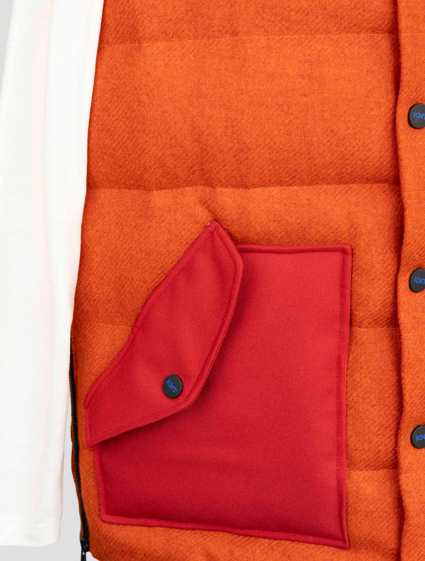 Kiton Knt Orange Virgin Wool Coat Gilet