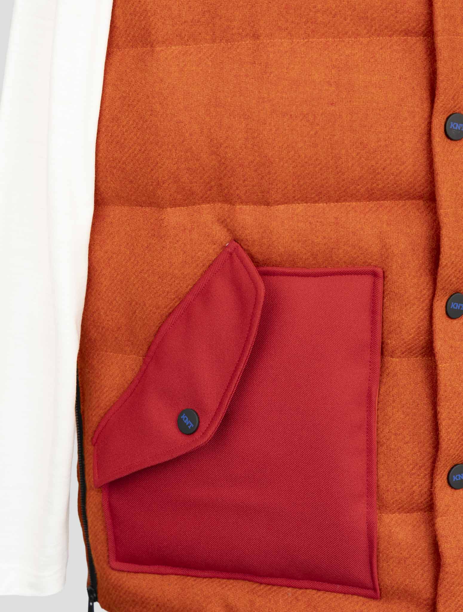 Kiton Knt Orange Virgin Wool Coat Gilet