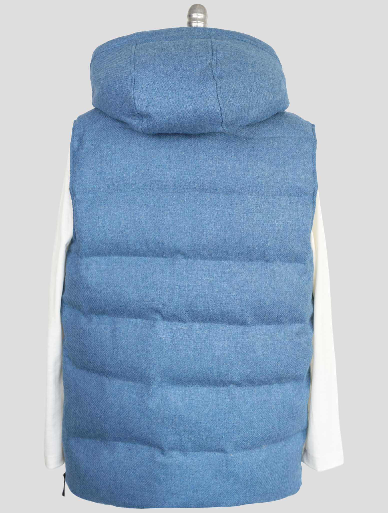 Kiton Knt  Light Blue Virgin Wool Coat Gilet
