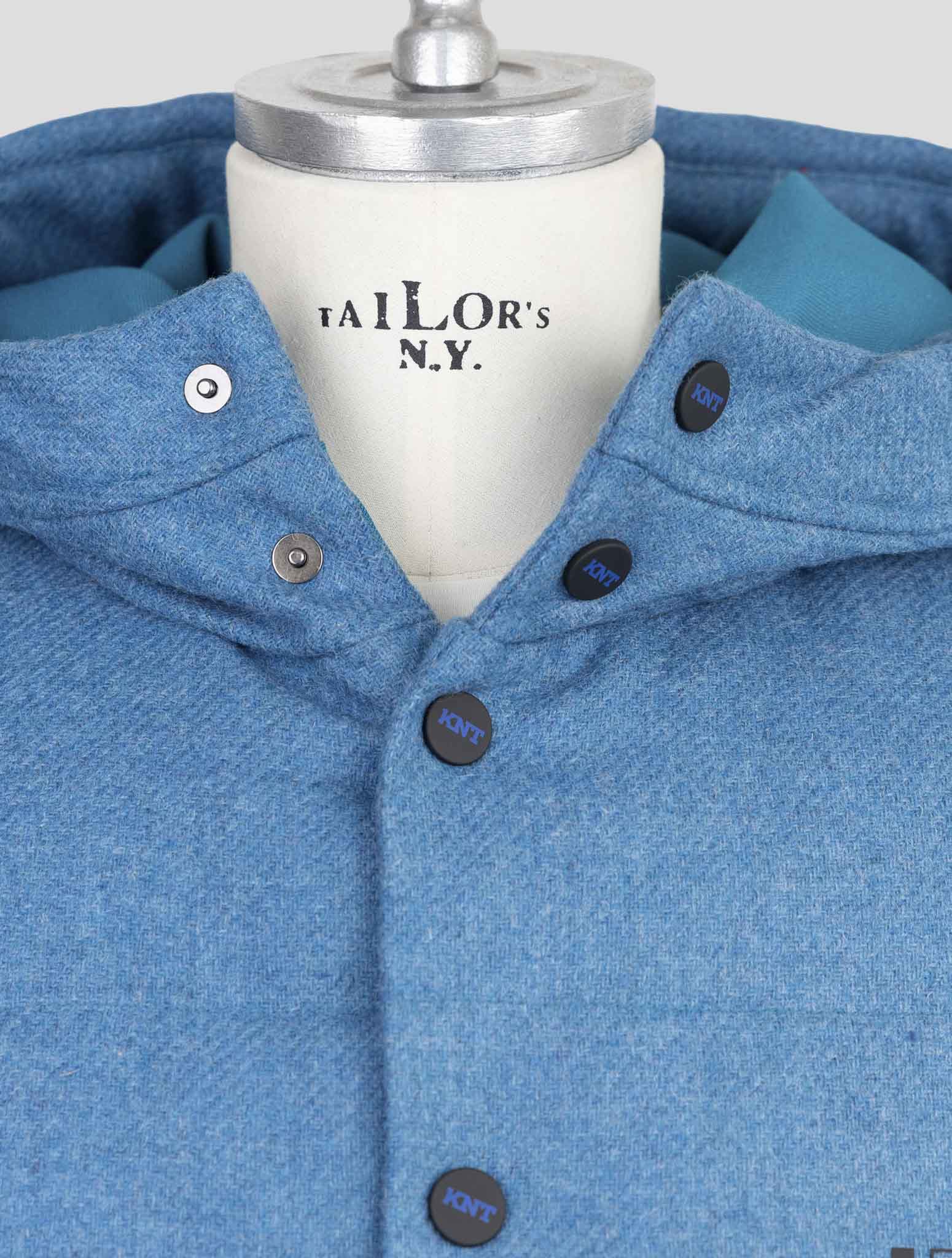 Kiton Knt  Light Blue Virgin Wool Coat Gilet