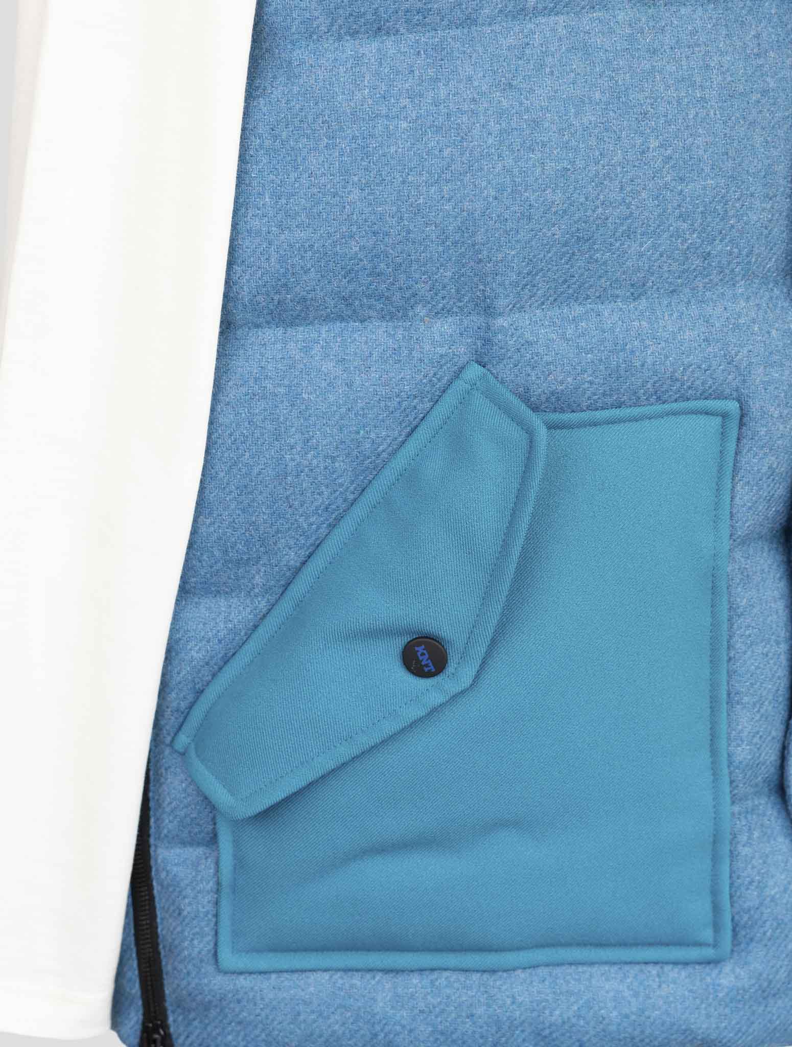 Kiton Knt  Light Blue Virgin Wool Coat Gilet