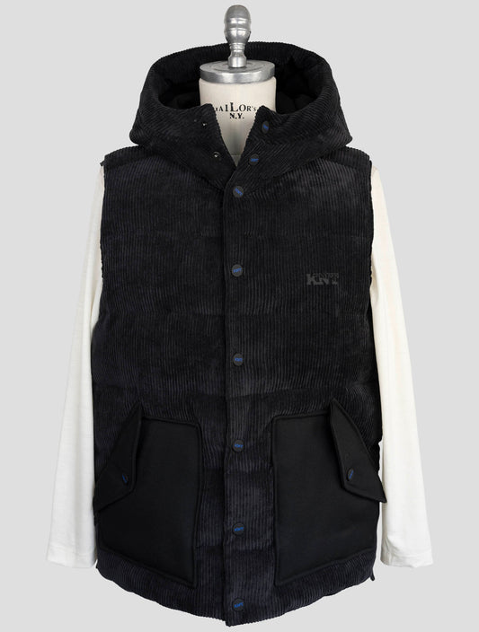 Kiton Knt Dark Blue Virgin Wool Coat Gilet