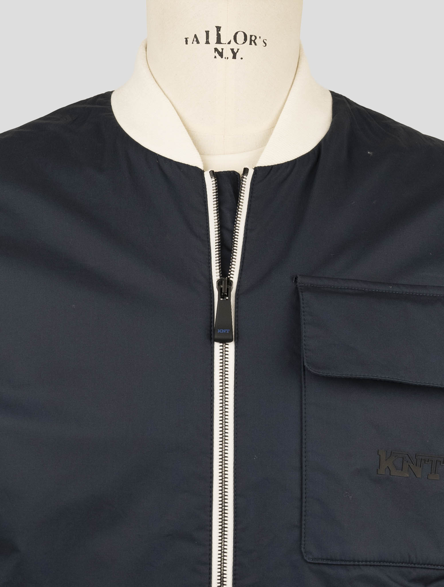 Kiton Knt Blue Cotton Coat Gilet