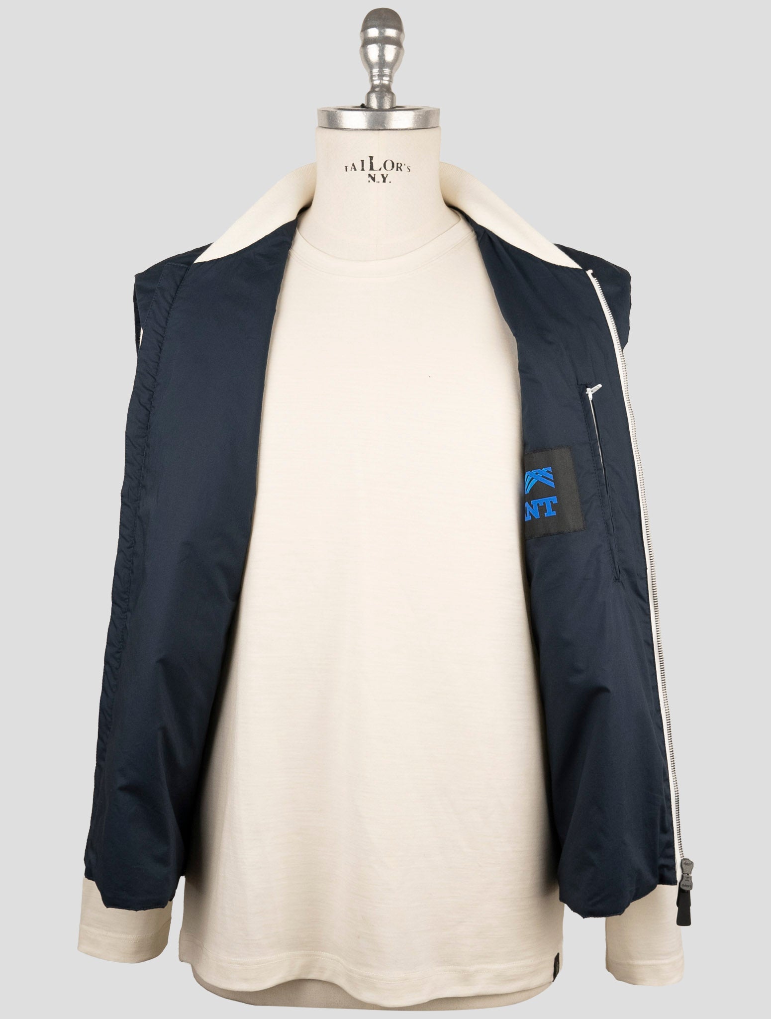 Kiton Knt Blue Cotton Coat Gilet