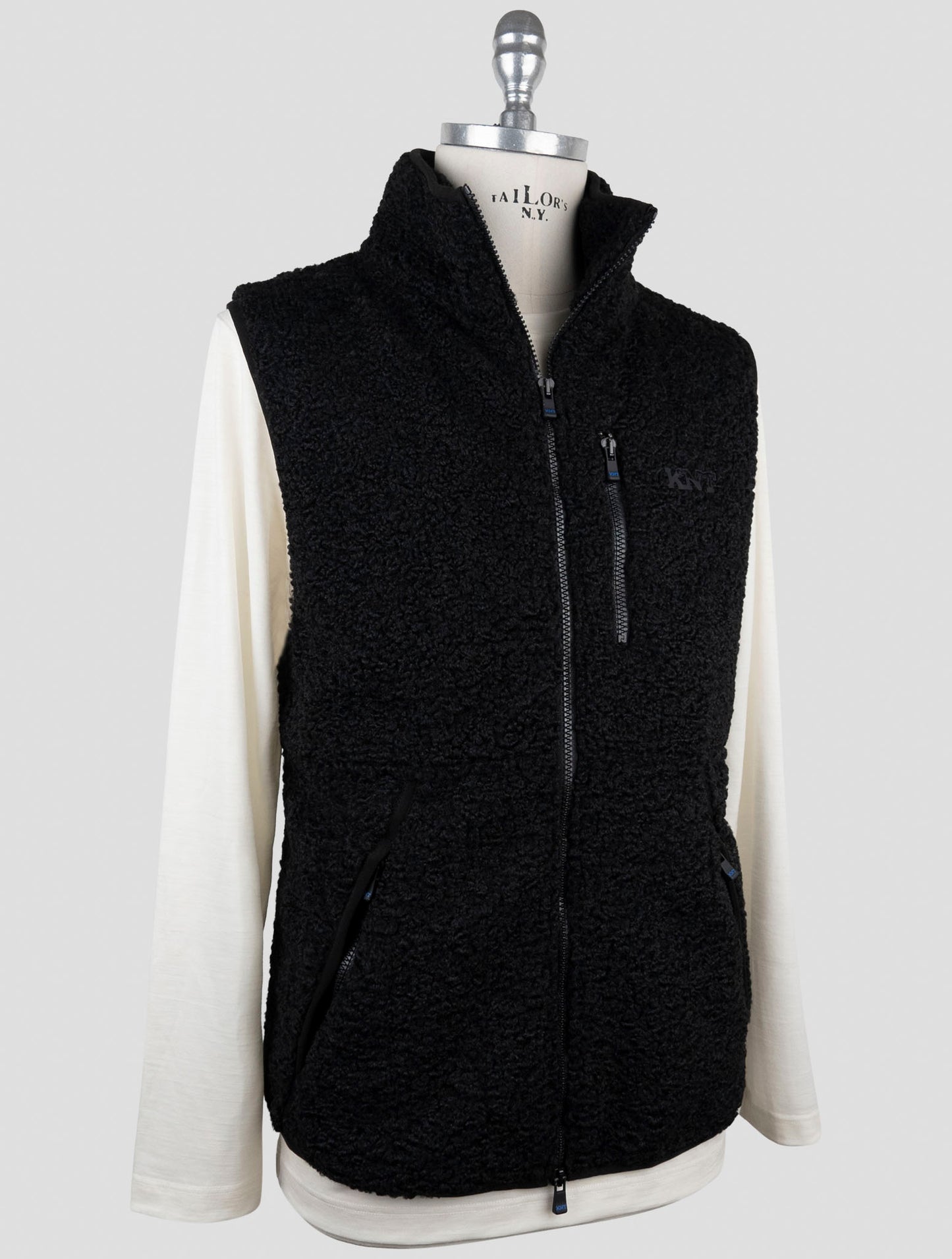 Kiton Knt Black Pl Coat Gilet