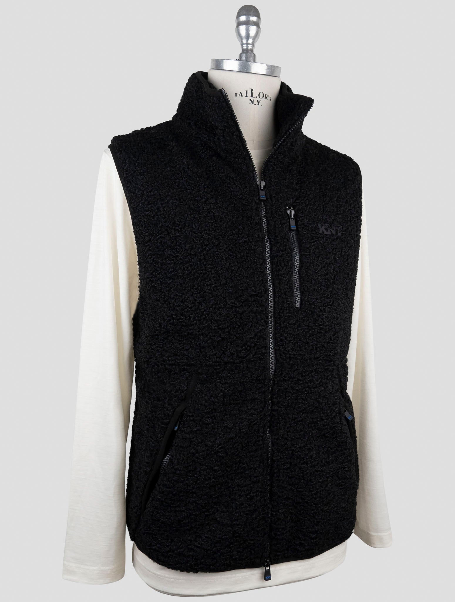 Kiton Knt Black Pl Coat Gilet