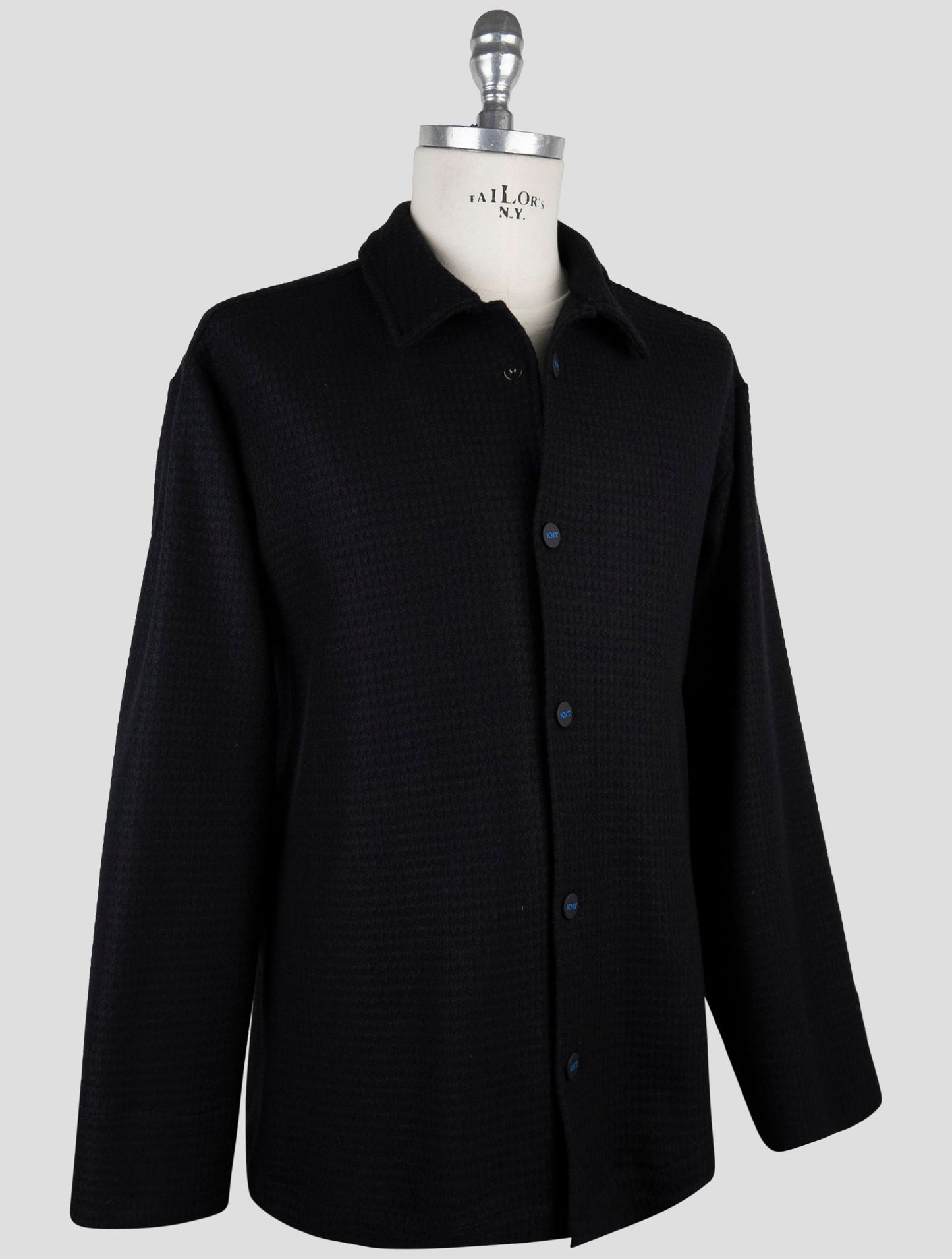 Kiton Knt Black Wool Pa Coat